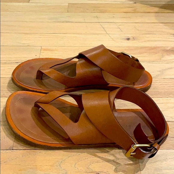 Celine Brown Leather Ankle Strap Flat Sandal
